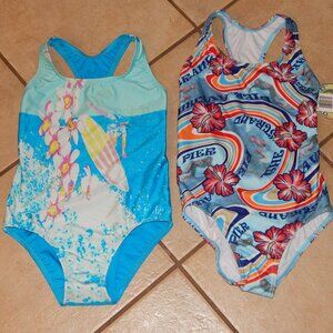 NWT 2 SPEEDO racerback swim suits Surfer & Floral  sz 12